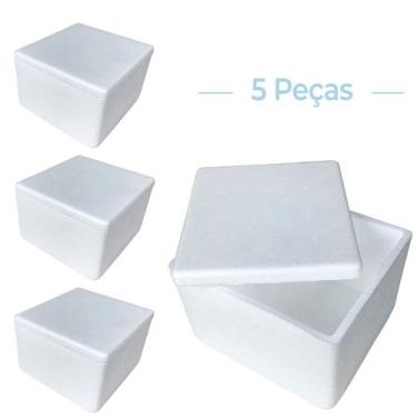 Imagem de Kit C/5 Caixa Térmica Isopor EPS Pequena Sorvete 16x12cm - KF