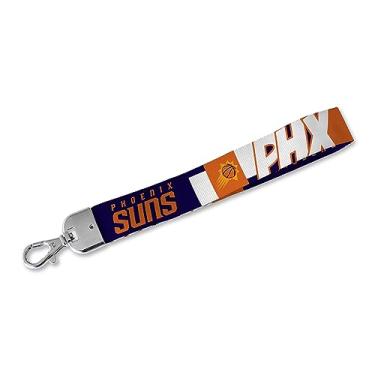 Imagem de Rico Industries Cordão de pulso NBA Basketball Phoenix Suns chaveiro com alça de pulso bonito para mulheres homens chaves de carro crachás cartão carteira telefone câmera
