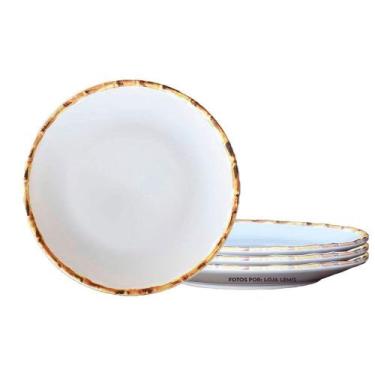 Imagem de Jogo 4 Pratos Rasos 27cm Borda de Bambu 1ª Linha Scalla