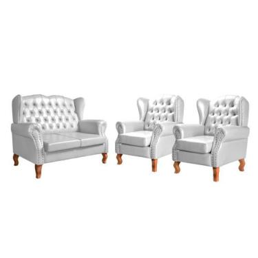 Imagem de Conjunto Imperador Chesterfield Sofá + Poltronas Decoração Vintage - B