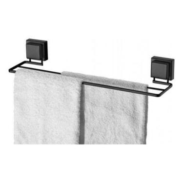 Imagem de Suporte Porta Toalha Duplo Ventosa Preto Fosco 45cm Future - Future In