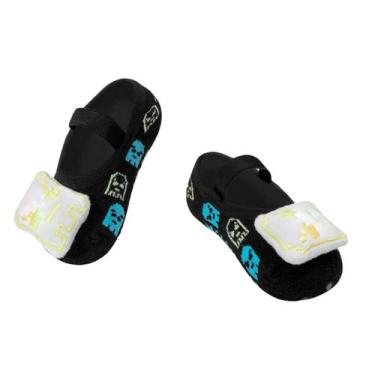 Imagem de Meia Sapatilha Monstrinhos com Led Infantil Puket 15 a 18, Preto com l