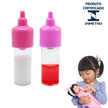 Imagem de Mamadeira Magica Leite E Suco de Morango Brinquedo De Boneca Menina - 