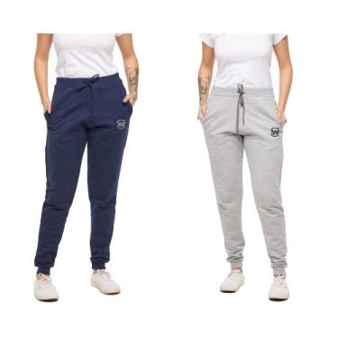 Imagem de KIT COM 02 CALÇAS DE MOLETOM PLUS SIZE FEMININA SLIM SPORT WOOKS - M10