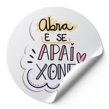 Imagem de 120 Etiquetas Redondas Adesivas Auto Colante Abra E Se Apaixone Modelo