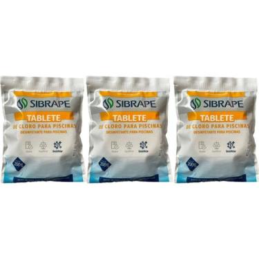 Imagem de Kit 3x Pastilha Tablete De Cloro Para Piscinas Sibrape 200g