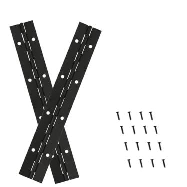 Imagem de DRENIS 2 peças de dobradiça de piano resistente, 20 cm 304 preto contínuo e dobradiças de piano, 0,1 cm de espessura, 3 cm de largura aberta, ideal para portas de armário dobráveis, dobradiças de