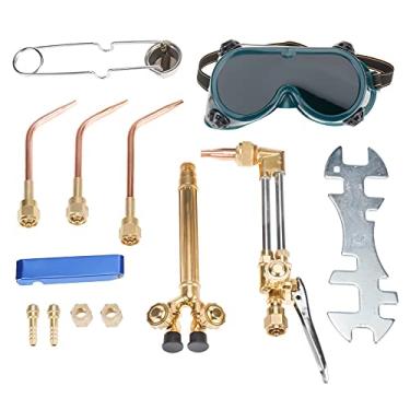 Imagem de LuckyHigh Kit de tocha de corte de oxigênio e acetileno, conjunto de soldador a gás, 12 peças, ferramentas de soldagem e corte com óculos de solda, bocal de corte e acessório