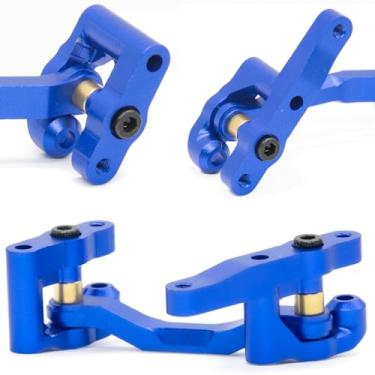 Imagem de RC Steering Set Aluminum Upgrade Parts for Arrma 1/18 Granite Grom Mega 380 Brushed 4X4 Monster Truck & Typhon Grom Mega 380 Brushed 4X4 Small Scale Buggy & 1/12 AWD NASCAR RC Race Car (Blue)