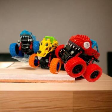 Imagem de Kit 2 Carrinhos Menino Monster 360 Dinossauro Fricção Kids Cambalhota 
