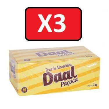 Imagem de Kit 3 caixas de Paçoca Quadrada Daal C/ 50 Unidades 1kg