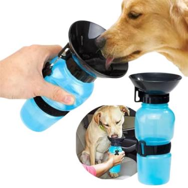 Imagem de Garrafa Pet Bebedouro Portatil BPA Free Pratica Azul Caes E Gatos Viagem Parque Passeios 500ml