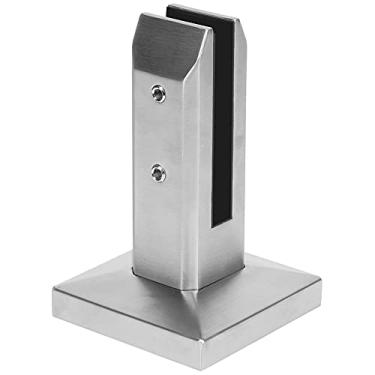 Imagem de LukLoy 1 peça de torneira de vidro quadrado de aço inoxidável 304 braçadeira de torneira de piscina para jardim doméstico escadas balaustrada trilho varanda grampo de piso de vidro (1 peça peso 1140 g)
