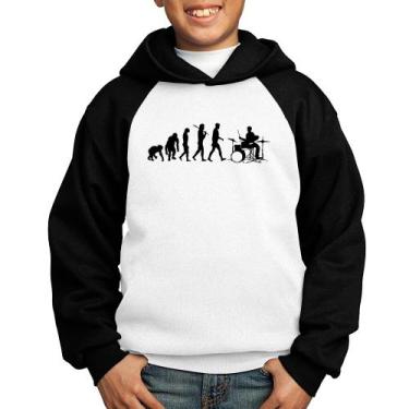 Imagem de Moletom Infantil Evolução do Baterista - Foca na Moda, Branco, Preto, 