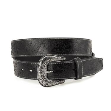 Imagem de Cinto Feminino De Couro Country Floral Com Fivela Removivel Estampa Fl