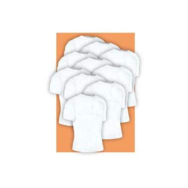 Imagem de Kit 10 Camisetas Lisa Manga Curta Adulto Poliéster Branca - Del France