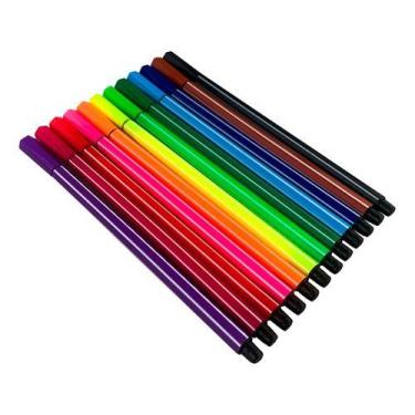 Imagem de Caneta Hidrográfica Kit Com 12 Cores Ponta 2.0mm - KAZ