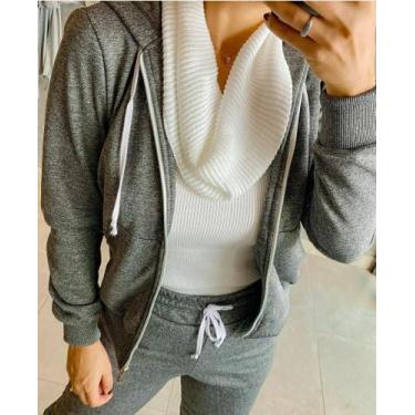 Imagem de Conjunto Feminino de Calça e Blusa com capuz Flanelado Outono Inverno 