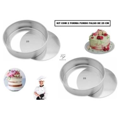 Imagem de Kit De 2 Forma Fundo Falso De 25 cm Alumínio Qualidade Superior IF 35 