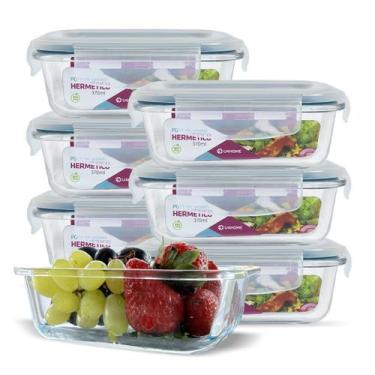 Imagem de KIT 7 Potes de Vidro Retangular com Tampa Hermética 370ml - U4home, Az