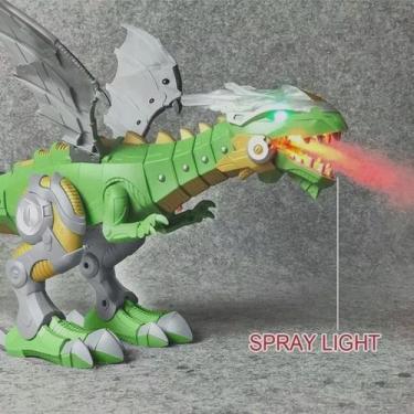 Imagem de Dragão Dinossauro Robô Solta Fumaça com som e luz Cor: (Verde) Dragão 