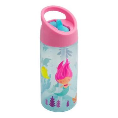 Imagem de Garrafa Infantil Sereia Com Canudo Rígido Retrátil Buba