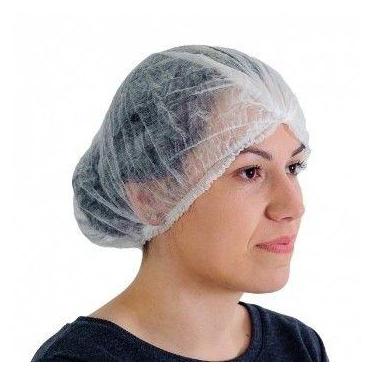 Imagem de Touca Descartavel Branca 48cm Tnt Sanfonada C/100 Prevemax, BRANCO