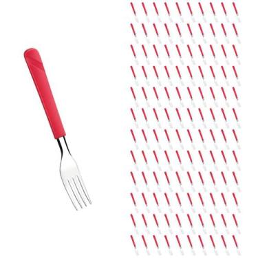 Imagem de Conjunto 120 Garfos Linha Luna Vermelho Aço Inox Plástico - Taumer, Lu