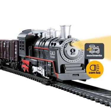 Imagem de Trem de Brinquedo Locomotiva Ferrorama Grande Trilhos com Luzes e Som 