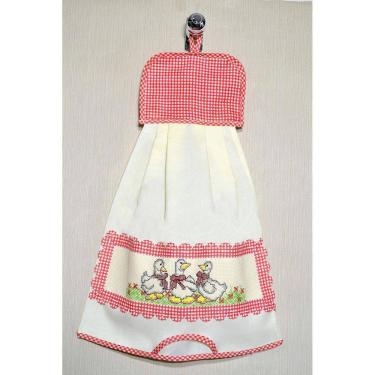 Imagem de Puxa Saco Palha Bordado - Patinhos Engravatados