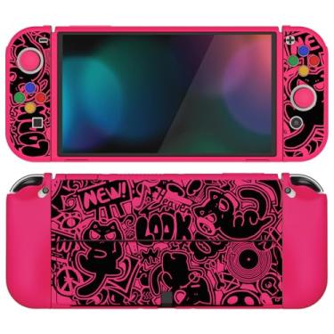 Imagem de PlayVital ZealProtect Soft Protective Case for Nintendo Switch OLED, Flexible Protector Joycon Grip Cover for Nintendo Switch OLED with Thumb Grips & ABXY Direction Button Cap - VV & Bright Pink