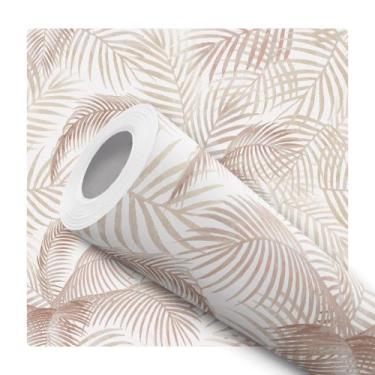 Imagem de Papel De Parede Adesivo Lavável Folhas de Palmeira Tons Rose Quarto Sa