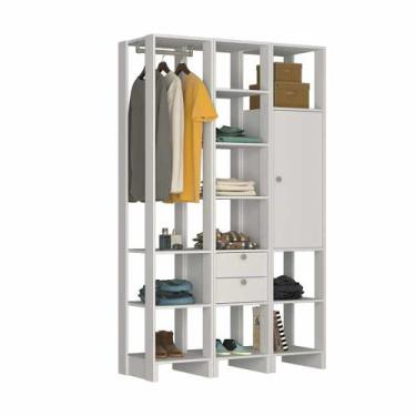 Imagem de Closet com 1 Cabideiro, 2 Gavetas, 1 Porta com 2 prateleiras e 11 nich