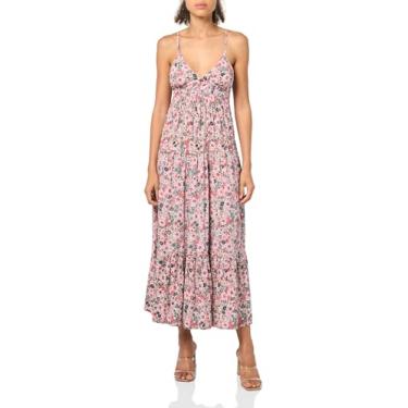 Imagem de Angie Vestido longo feminino estampado em camadas Peekaboo, Rosa marfim, G