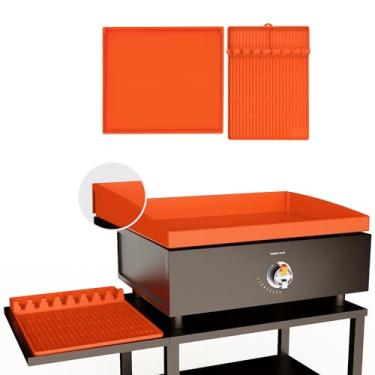 Imagem de GUSOYO Capa para Chapa de Silicone Blackstone de 17" com Borda Completa, Inclui Tapete para Espátula de Silicone de 16", Tapete para Grelha de Qualidade Alimentar Premium, Protetor Superior Reutilizáv