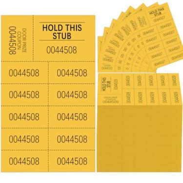 Imagem de Kosiz 1000 folhas de bilhetes de sorteio com 10 números de licitação por folha bilhetes de sorteio coloridos folhas para cesta de leilão chinês Leilão silencioso sala de aula eventos de igreja escolar