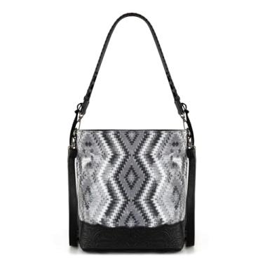 Imagem de Montana West Bolsa de ombro feminina Western Animal Patterns Country Cowgirl com alça superior, Preto asteca com lantejoulas, One Size