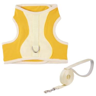 Imagem de Peitoral ajustável para gatos com guia de 1,8 m macio respirável para caminhada para gatos (amarelo, pequeno)