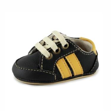 Imagem de Bebê-Sapatinhos recém-nascido e primeiros passos, forrado com tecido espumado14ao20 baby 1901B (Preto Mostarda, BR, Bebê, Numérico, 16)