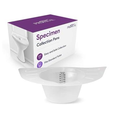 Imagem de ProHeal chapéus de urina para banheiro - kit de coleta de amostra de fezes com nervuras reforçadas - chapéu de coleta de urina de ajuste padrão para banheiro - coletor de amostra de urina co