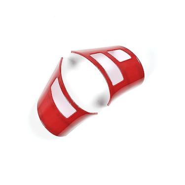 Imagem de Lcojicep Moldura do botão do volante do carro compatível com Corvette C6 Z06 ZR1 2005-2013 Moldura do botão do volante do carro ABS Acabamento interior (estilo A, vermelho esportivo)