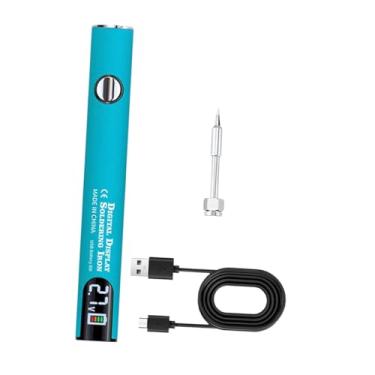 Imagem de Gralara Conjunto portátil de ferro de solda sem fio, tensões ajustáveis ​​2.7v 3.4v 4.2v para ferramenta de reparo de soldagem eletrônica, carregamento usb, Conjunto Azul