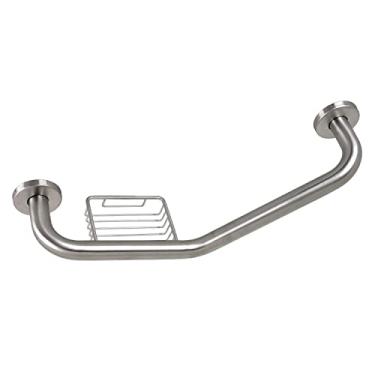 Imagem de Kingston Brass GBS141012CS8 Meridian 25,4 x 30,5 cm Barra angular de apoio com suporte de sabão, níquel escovado