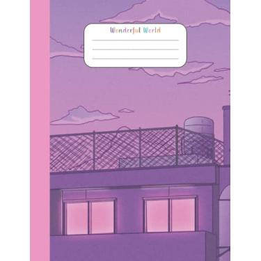 Imagem de Wonderful World: Composition Notebook Pink Night Wide Ruled Lined Paper Notebook Journal, Workbook for Teens Kids Students Girls for Home School College | 120 Pages - 7.44 x 9.69'