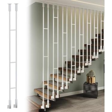 Imagem de Balaústres de ferro para escadas internas 20 35 39 44 59 90 95" de comprimento, eixos de escada de metal para lofts no porão Remodelação de escadas de escritório, coluna de corrimão moderna,