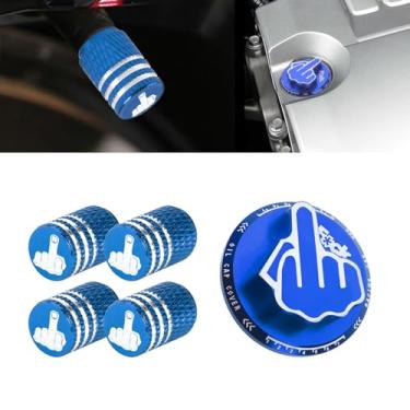 Imagem de Xotic Tech JDM Tampa de combustível do tanque de enchimento de óleo de motor de alumínio + tampas de haste de válvula de pneu, compatível com Toyota Corolla Camry 4Runner Highlander RAV4 C-HR (dedo