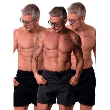 Imagem de Kit 3 Short Praia Masculino Tactel com Elastano Premium  Conquest, Pre