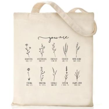 Imagem de Nioobager Sacolas Cristãs de Lona Bíblia Fé Amigo Presentes de Aniversário Sacola Gráfica Sunday Church Bag, 07 You Are, One Size