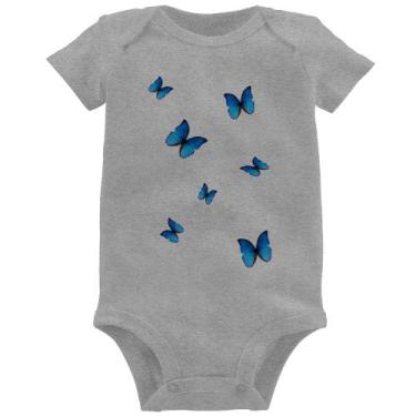 Imagem de Body Bebê Borboletas Azuis - Foca na Moda, Cinza, P