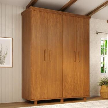 Imagem de Guarda Roupa Solteiro 4 Portas em Madeira Maciça com Pés Ibiza Móveis 